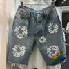 Herenshorts Blauw gewassen inleg Gem Denim Jeans Shorts Heren Dames Kapok Afdrukken Oversized Shortsephemeralew