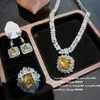 Sets 2022 Neue Mode Luxus 925 Sterling Silber Schmuck Set Bling gelb Zirkon Ehering Ohrring Halskette Valentinstag Geschenk