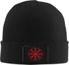 Basker vinter stickad hatt mössa för män kvinnor viking symbol röd daglig mössa unisex varm manschett skidskalle mössor svart