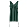 Casual Dresses Women's Short Sexy V Neck Sleeveless Sundress Soft Satin Slim Fit Backless Bandage Beach Party