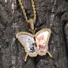 Collares THE BLING KING Imagen personalizada Medallones de memoria Forma de mariposa Colgante Grabado Nombre HipHop Jewlery Personalizado Hombres Mujeres Regalos