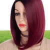 Beauty Ombre Red Bob Wigs for Women Synthetic Short Blonde Black Brown Straight Wig Burgundy Hair Heat Resistant Fiber10151534502101