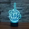 2017 långfingerfingergest 3D Optisk lamp nattljus 9 LEDS Night Light DC 5V Färgglad 3D -lampa271o