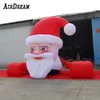 10m 32.8ft fabrikspris Santa Claus LED -upplyste uppblåsbara jul Santas och present med presentpåse gratis fartyg till dörr inkluderade fläkt