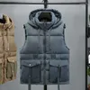 Chalecos para hombres Moda Hombres Chaqueta Chaleco Sin mangas Abajo Algodón Grueso Abrigos con capucha Hombre Trabajo Chaleco Cálido Invierno