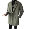 Trench da uomo Cappotto allungante e ispessente Stile coreano Casual Caldo lana Moda Colore puro Confortevole di media lunghezza