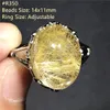 Anneaux Bague en Quartz rutilé en or naturel pour femmes homme chance cristal pierre perles argent richesse pierre précieuse bague réglable bijoux AAAAA