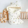 Invierno Espesar Cálido Nacido Swaddle Wrap Manta Algodón Muselina Bebé Manta con capucha Sobre Saco de dormir Niños Niñas Edredón 240111