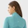 Abbigliamento fitness da donna per yoga Giacca sportiva Colletto rialzato Mezza cerniera Manica lunga Camicia attillata per yoga Pollice da palestra Cappotto sportivo Abbigliamento da palestra lu-meluck