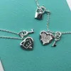 Silver Love Brand Key Necklace White Gold Chain Love Lock