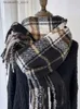 Halsdukar ny mode vintage halsduk huvudscarf vinter kvinnor damer varm preppy rutig tofs halsdukar pashmina mujer femme foulard wrap sjal q240111