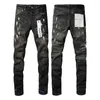 24SS Purple Brand Men's Jeans Fashion Purple Mens High Street Ripped Pants Black Paint Trend Slim Jeans