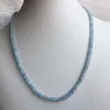 Halsketten 3 * 4mm Facettierte Aquamarin Halskette Vintage Naturstein Schmuck Edle Elegante Exquisite Perlenkette Choker Collier