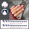 False Nails 24pcs French Full Cover Silver Black Line Long Square Nail Tips Love Pattern