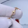 Designer Van Cl-Arp Bracelet V Gold High Edition Fanjia Five Flower Clover Female White Fritillaria Red Agate Diamond Lifting Live Broadcast