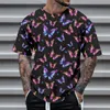 Erkek Tişörtleri Moda Kısa Kollu T-Shirt Yuvarlak Boyun Renkli Kelebek Baskılı Bluz Üstler İlkbahar Yaz Günlük All Maç