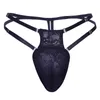 Hommes Sissy Slip Floral Dentelle Cross-Dresser G-string Drag Queen Taille Basse À Bretelles T-back Ceinture Élastique String Vêtements De Nuit 240110