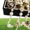 Pins Joyas de lujo Mimiyagu Collar de perla simulada larga para mujeres Collar colgante de doble capa Party50758168699327
