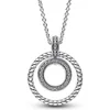 Uppsättningar Original Twotone Circles Signature Pave Pärlor O Tbar Pendant Necklace For Fashion 925 Sterling Silver Bead Charm smycken