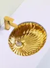 Bathroom Sink Faucets Electroplated Color Gold Silver Ceramic Drop-in Embedded European Style Cabinet Washbasin Round