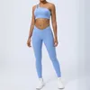 Ensembles actifs 2 pièces ensemble de sport de gymnastique sans couture femmes tenue d'entraînement de Yoga costume de Fitness taille haute Leggings une épaule soutien-gorge survêtement de course