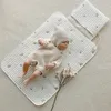 Dobrável nascido bebê fralda mudando almofada capa urso oliva algodão portátil à prova dwaterproof água urina almofada reutilizável 69x50cm colchão 240111