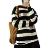 Men's Sweaters Trendy Autumn Sweater Loose Spring Warm Striped Anti-shrink Casual