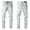 Amirs dżinsy projektant męski dżinsy fioletowe dżinsy szczupłe dżinsy do dziury jasnokrążem szarym spodnie street dżins ciasne dopasowanie prosto