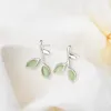 Boucles d'oreilles en argent Sterling 925, opale douce, feuille de pierre, bijoux pour femmes, Anti-allergie, cadeau Oorbellen, vente en gros