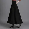 Elastic Waist Warm Thicken Knitting Maxi Skirt Woman Elegant Fashion Big Swing Winter Saias Longas Knitted Clothing 240111