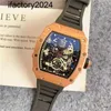 JF Richdsmers Watch Factory Superclone Watches Fashion Men Men Projektant Sports marka szkieletowa tarcza 43 mm kwarcowy zegarek na rękę silikonowy pasek multi Color