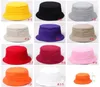 Effen kleur Beanie Caps Outdoor hoed Kinderen raster Emmer Hoed Casual Bloem Zon Bedrukt Wastafel Canvas Tropenhelm kinderen visser Baby petjes7901808