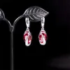 Set Red Garnet Topaz 925 Sterling Silver smyckesuppsättningar för kvinnor halsband örhängen ringarmband för kvinnor gratis frakt