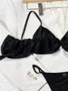 Sätt sexig ruffle push up bikini 2023 mujer kvinnor solid svart klippt ut triangel baddräkt baddräkt simning badkläder strandkläder