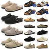 2024 Luxo Birkin Bostons OG Mocassins Arizonas Plataforma Casual Fivela Chinelos Flip Flops Ao Ar Livre Brikinstocks Shearling Suede Mens Womens Cork Flat Sole DHgate 45