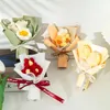 Other Arts and Crafts Mini Crochet Flower Finished Bouquet Tulip Puff Flower Bouquet Knitted Flowers Woven Wedding Guests Gift San Valentin Day Gift YQ240111