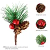 الزهور الزخرفية 5pcs فروع pinecone الاصطناعية اختيارات الصنوبر مع جرس Jingle لعيد الميلاد