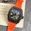 JF Richdsmers Watch Factory Superclone Watches Fashion Men Men Projektant Sports marka szkieletowa tarcza 43 mm kwarcowy zegarek na rękę silikonowy pasek multi Color
