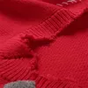 女性のセーターRAFバッジが損傷を受けたOSレッドセーターレトロアカデミースタイル特別なV-neウールタオル刺繍ニットシルティオルク