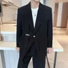 Costumes pour hommes élégant revers un bouton Blazer hommes Streetwear mode Patchwork décontracté 2024 coréen beau costume veste manteaux