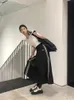 Y2K – jupe Parachute pour femmes, Vintage, Streetwear coréen, ample, rayé sur le côté, noir, décontracté, cordon de serrage, esthétique, 240110