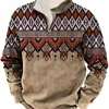 Ethnic Style Halfchain Lapel Sweatshirts American 3D Printing Mens Sweater Retro Picture Casual Standup Collar Male 240111