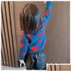 Pullover Plover Girls Love Heart Knitted Sweater 2022 Spring Kids High Collar Long Sleeve Tops Valentines Day Children Princess Clot Dhkr0