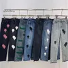 heren modeontwerper jeans dames maken oud gewassen chroom rechte broek letterprints voor dames casual lange stijl chroom