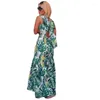 Casual Dresses Fresh Elegant Fishtail Dress Street Summer Print Backless Fited Slit Sleeveless