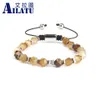 Armbanden Ailatu Nieuwe Facet Geslepen Onyx Steen Macrame Armband Genezing Angst Relief Roestvrij Stalen Logo Sieraden