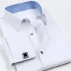 メンズカジュアルシャツメンズルースフィットシャツフレンチスタイルカフリンクリンクビジネスソフト通気性のある布地の長袖