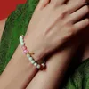 Bracelets à maillons en Jade Hetian naturel pour femmes, cadeau à la mode, en argent Sterling plaqué or, cordon à main