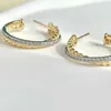 designer earrings gold for women logo luxury jewelry 925 Sterling Silver Double Twisted Round Earring Z3HQ