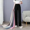 Women's Pants 2024 Ice Silk Wide-Leg Women Loose Leggings High Waist Mopping For Office Lady Casual Drawstring Long Trousers